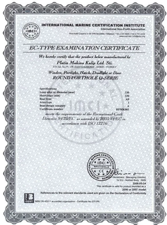 IMCI EC Tip İnceleme Belgesi — Yuvarlak Lumboz